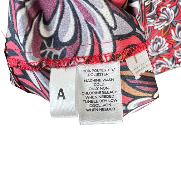 loft TALL Shadow Floral Red Print 3/4 Sleeve Lightweight Knee Length Shift Dress - Picture 14 of 14